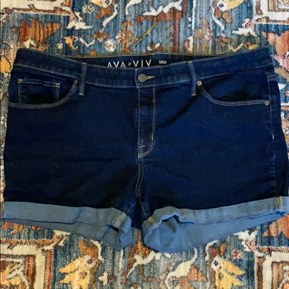 Plus Size Jean shorts with cuffed leg